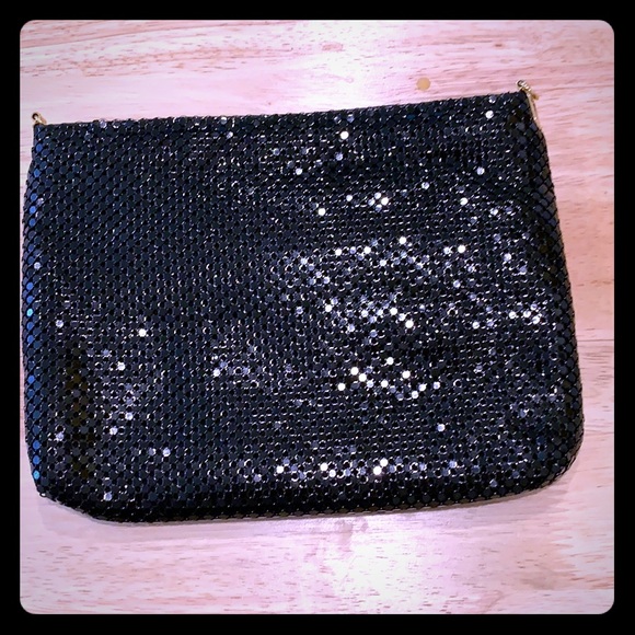 Handbags - Black sequin evening clutch with front pocket